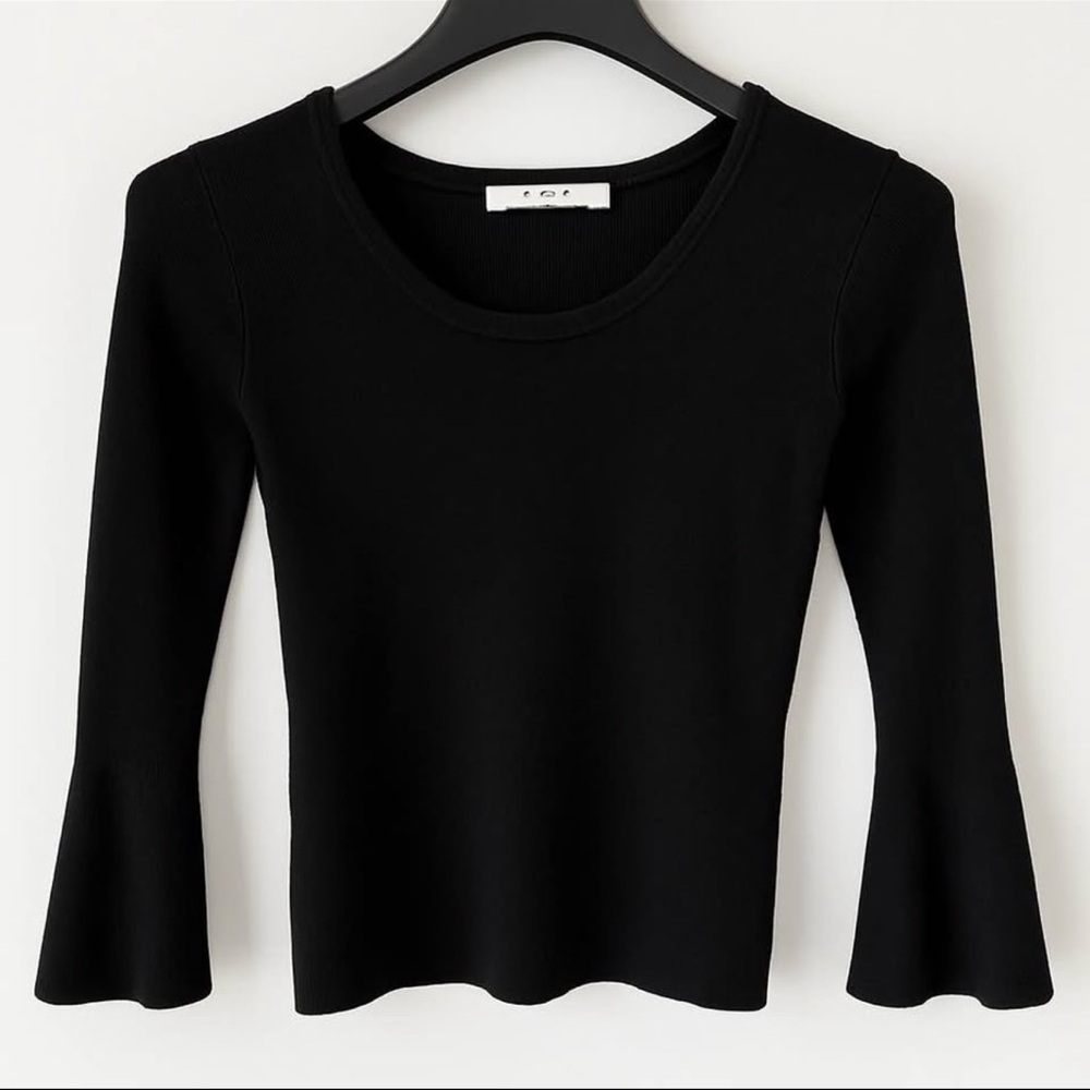 A.L.C. Merino Wool Black Long Sleeve Flared Top(Size M)